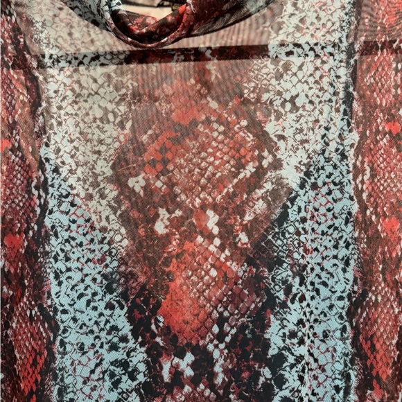 AFRM Midi Long Sleeve Mesh Blue Snake Pattern Dress - Picture 6 of 7